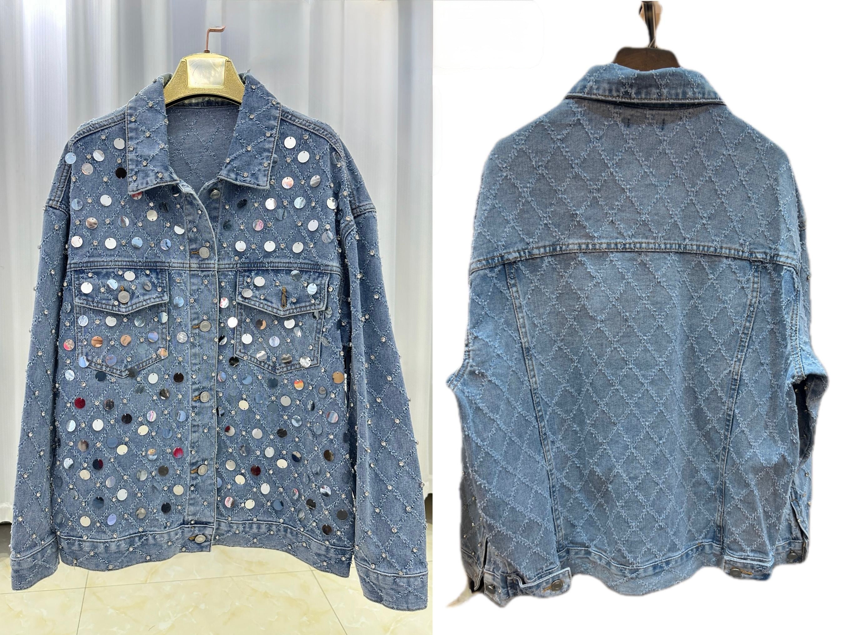 Veste en jean à strass