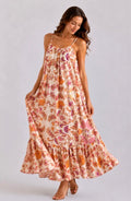 Robe à fleurs orange et rose