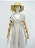 Robe rayée beige