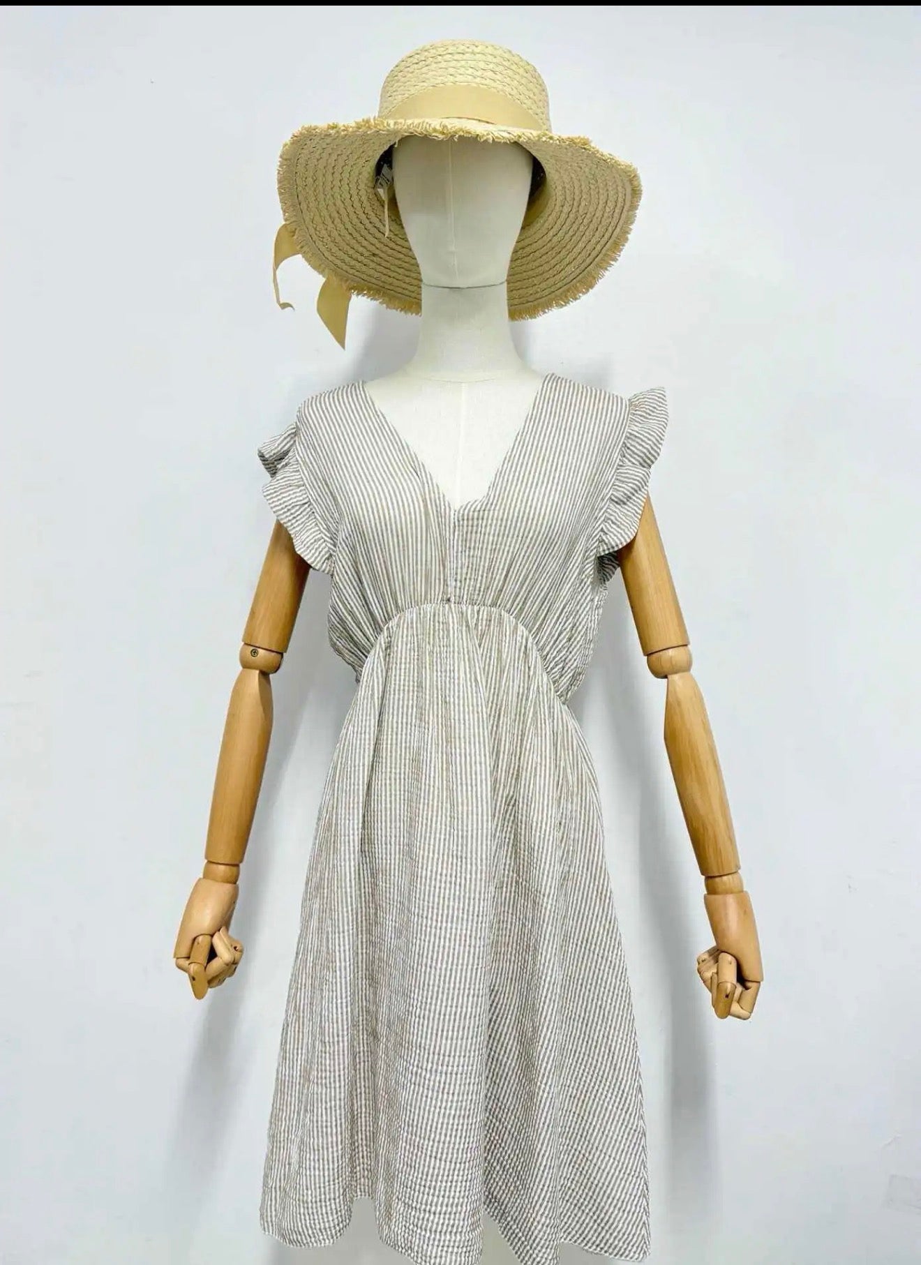 Robe rayée beige