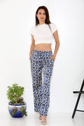 Pantalon bleu satiné